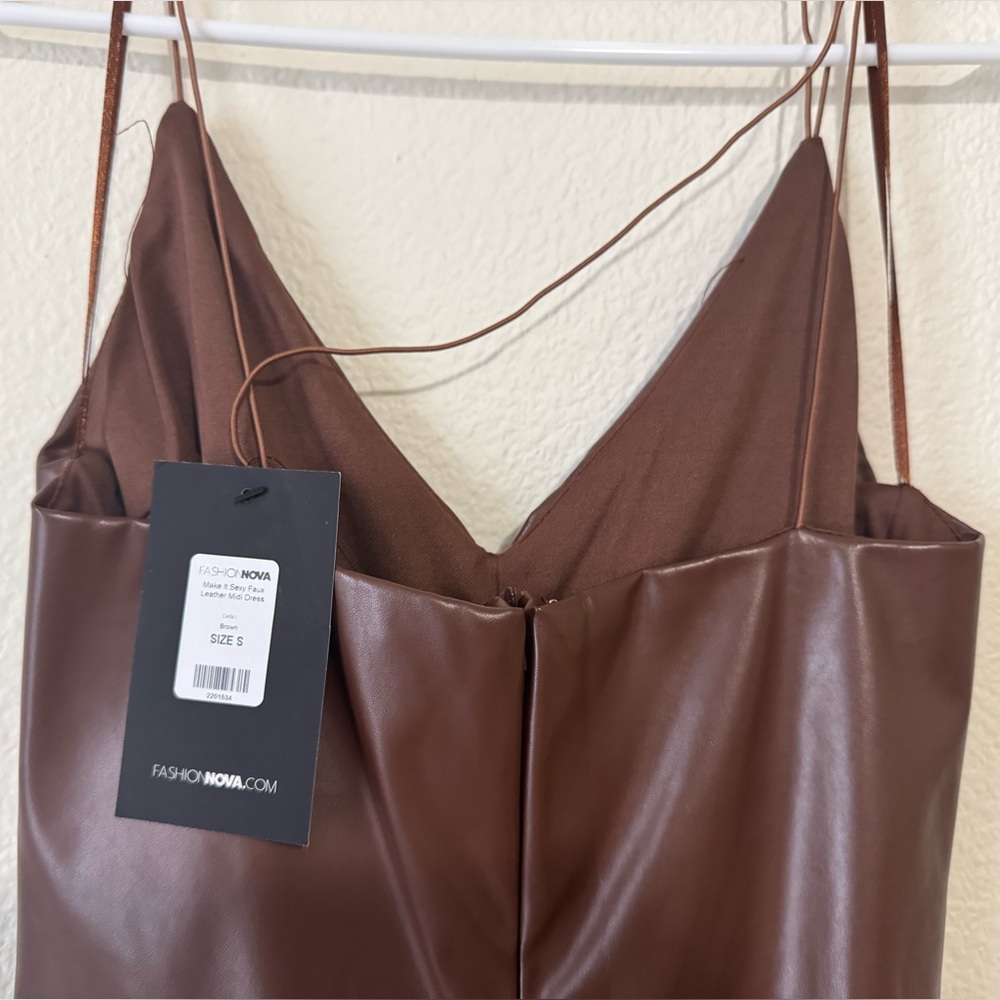Fashion Nova Chocolate Faux Leather Dress